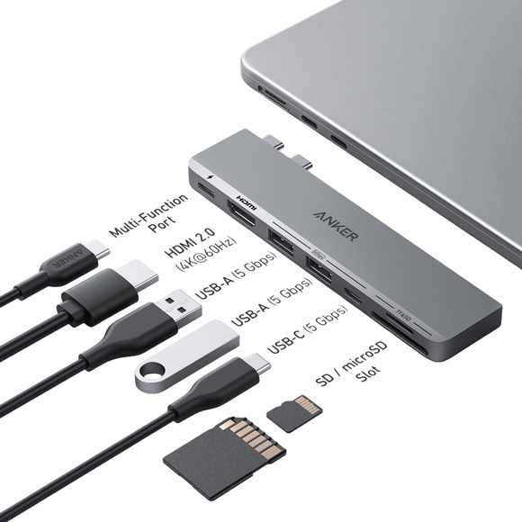 Anker 547 USB-C Hub (7-in-2, for MacBook), 4K HDMI  / Plug & Play / NIB - Picture 1 of 4